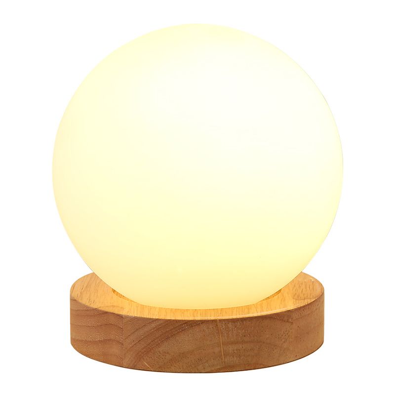 Modern Night Table Lamps 1-Light Nightstand Lights with White Glass Shade for Bedroom