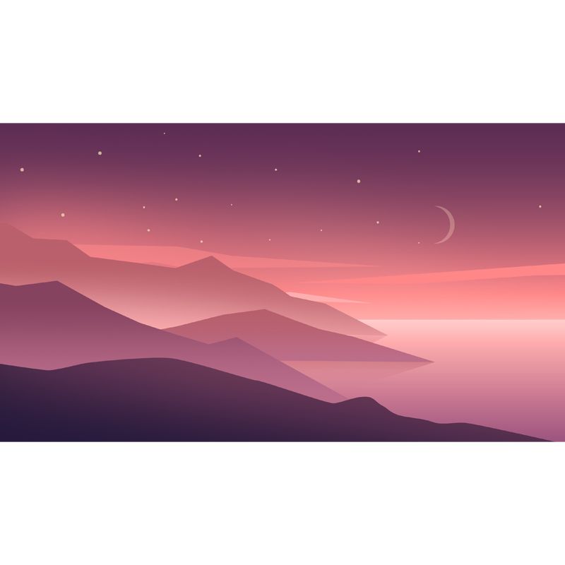 Starry Sky Mountain Landscape Mural Modern Non-Woven Fabric Wall Covering in Orange-Purple