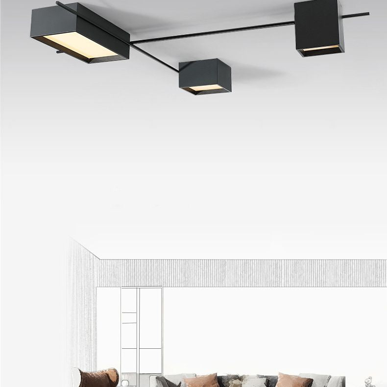 Moderne Minimalistische LED Plafondlamp Smeedijzer Geometrische Flush Mount met Acryl Shade