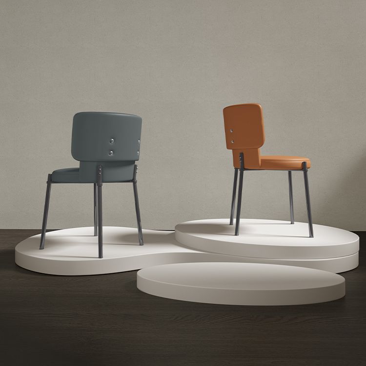 Faux Leather and Metal Contemporary Dining Chair for Dining Room