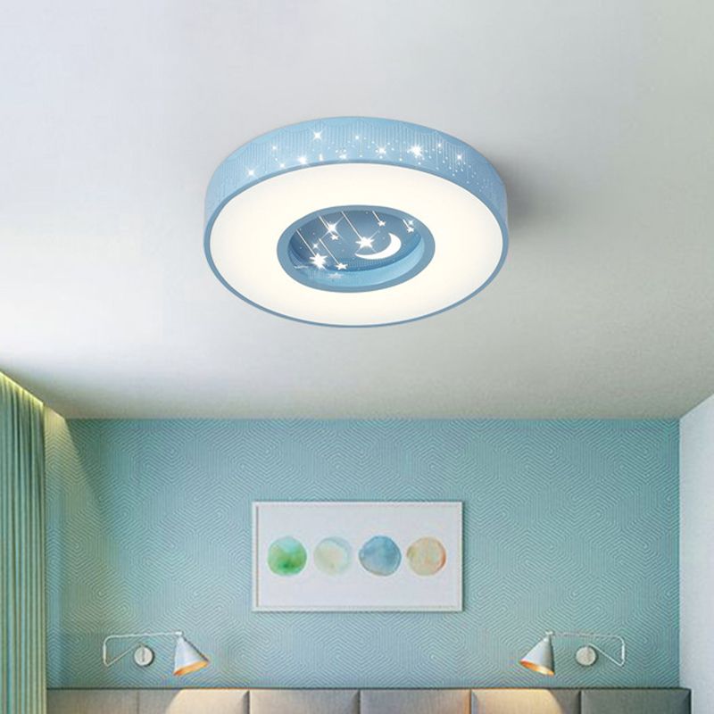 Plafonnier météore évidé moderne romantique acrylique rose/blanc/bleu LED lampe encastrée ronde, 16 "/ 19,5" W