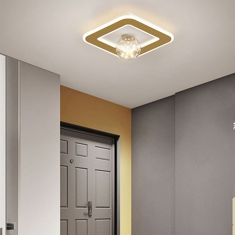 Modern Geometric Flush Light Fixture Metal 2 Light Flushmount Lighting