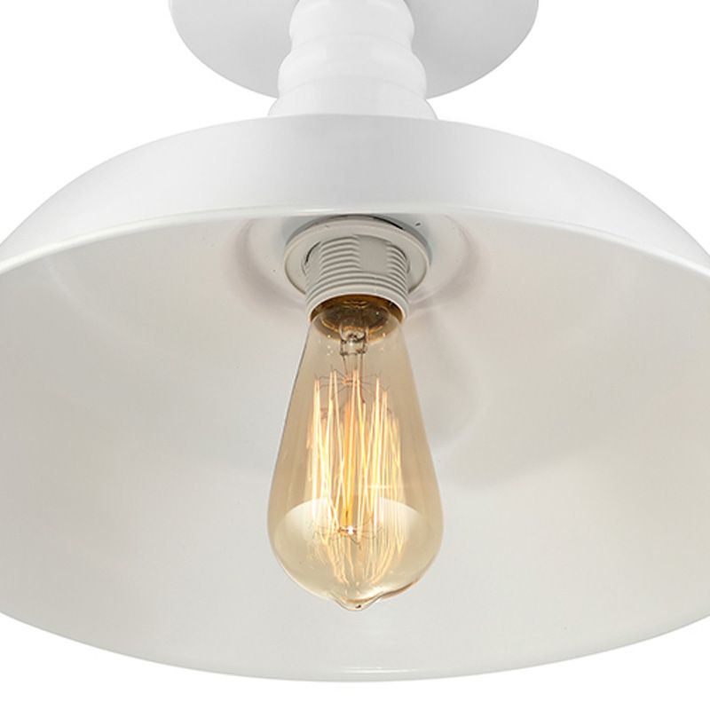 10"/14"/18" Dia Barn Dining Room Ceiling Light Fixture Vintage Style Iron 1 Light Black/White Semi Flush Ceiling Light