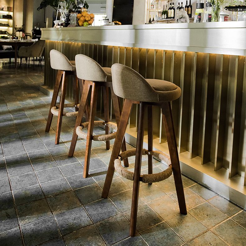 Modern Rubberwood Indoor Stool Matte Finish Upholstered Bar Stools