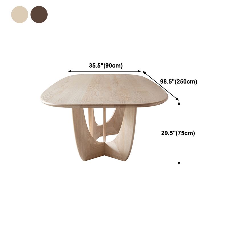 Table moderne en bois de pin pour table à manger de restaurant avec base à double piédestal