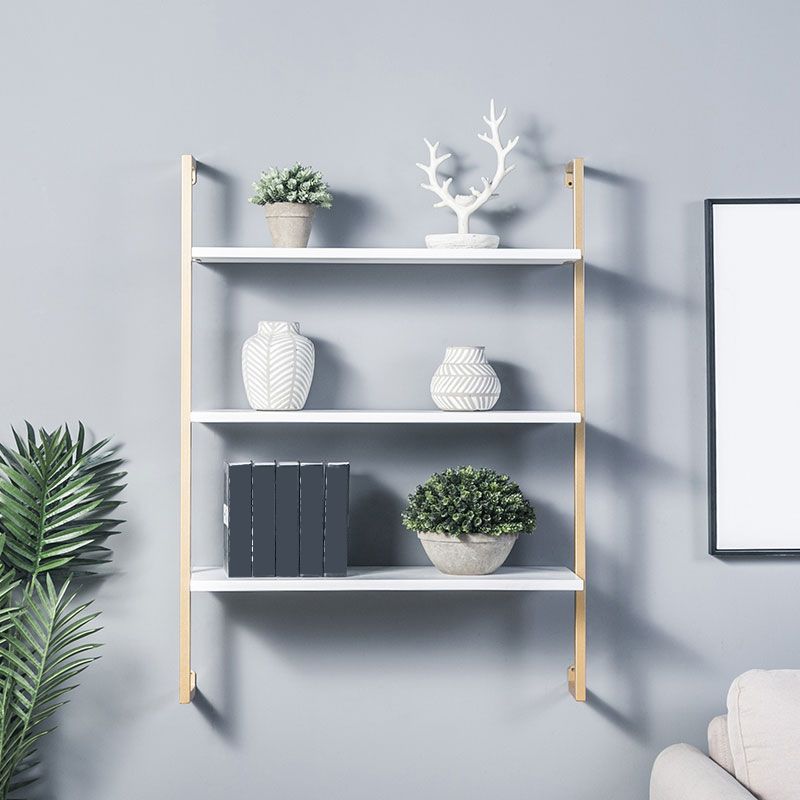 Contemporary Wall Unit Bookcase Metal Frame Pine Wood Shelf Bookshelf