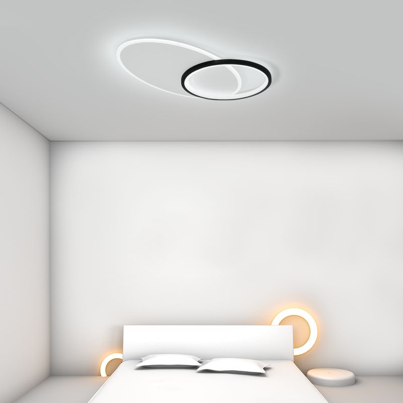 Lámparas de techo de anillo negro, lámparas de techo de metal LED simples, incrustadas