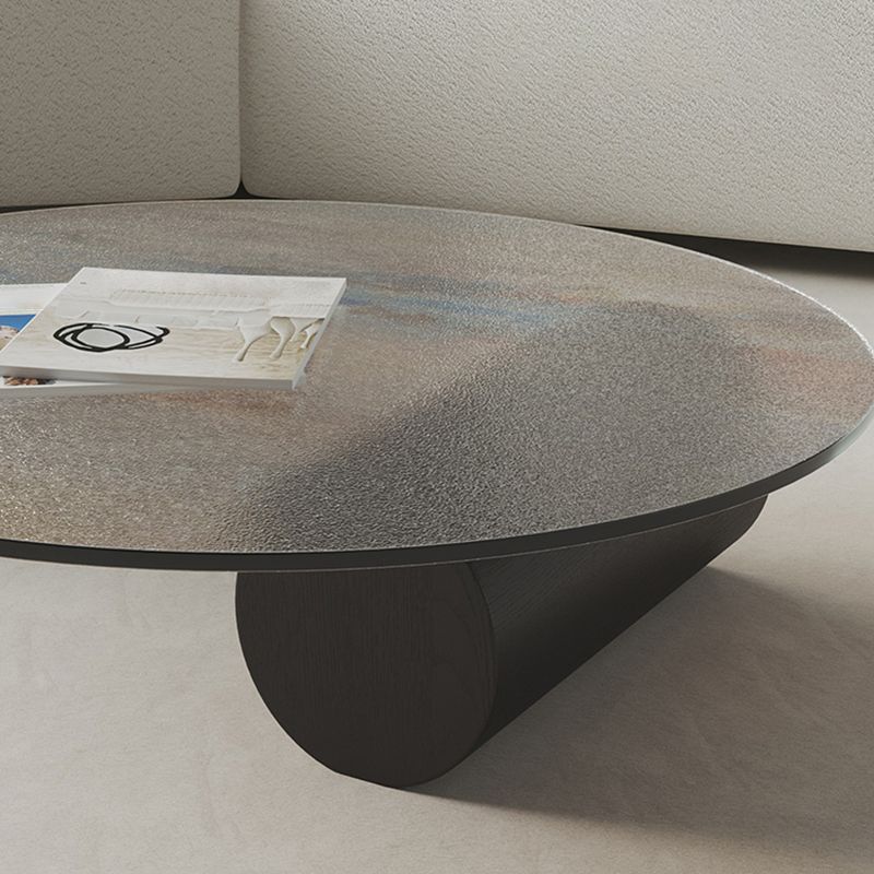 Round Glass Coffee Table 2 Legs Tropical Single Coffee Table