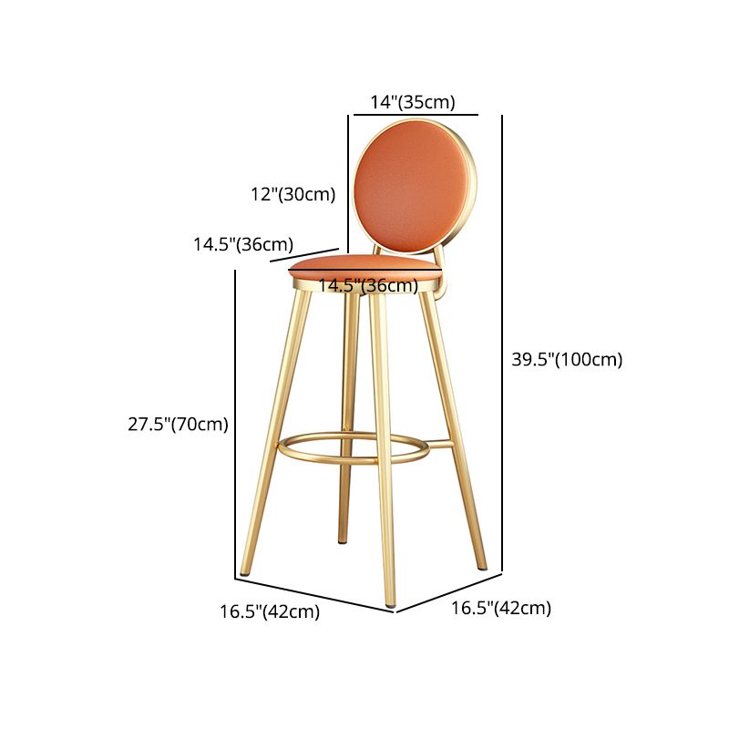 Glam Jewelry Shop PU Leather Stool Orange Footrest Low Back Stool