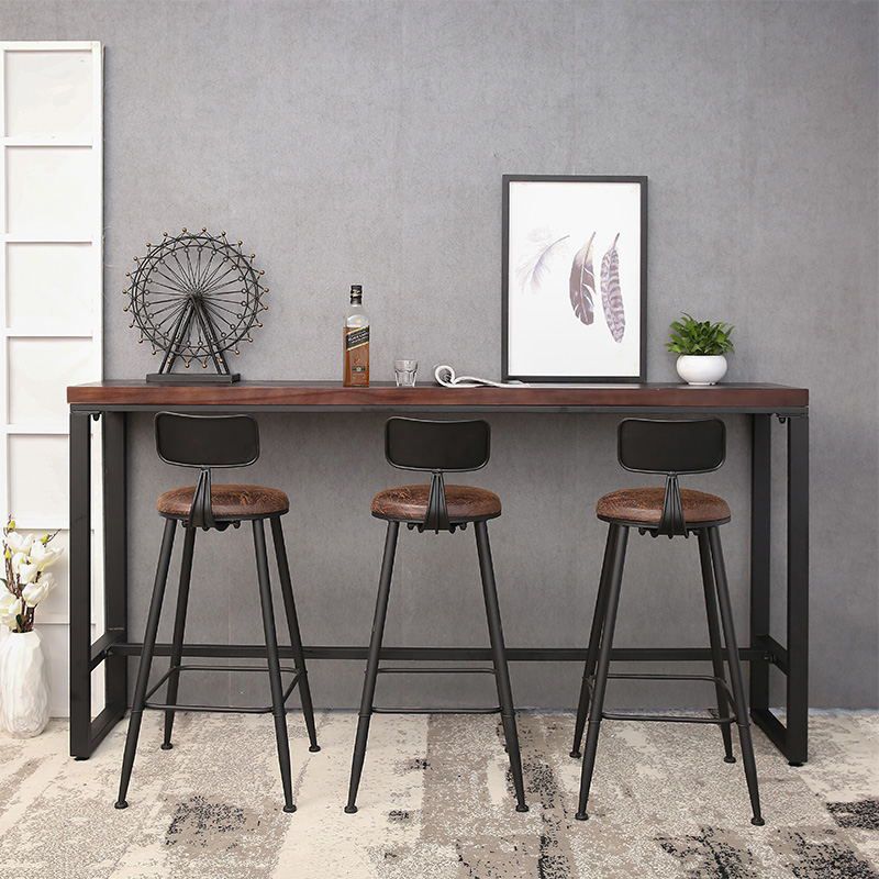 1/4/7 Pieces Industrial Rectangular Pub Table Set Wooden Counter Table with High Stools