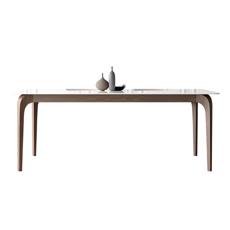 Mid-Century Dinette Table Rectangle Stone Dining Table in White