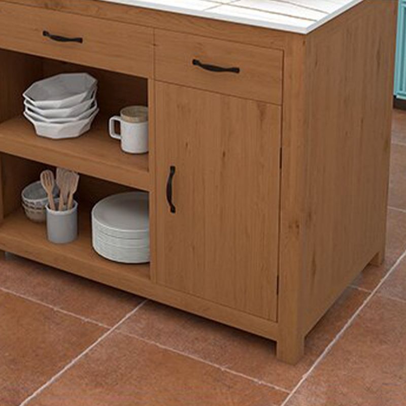 Contemporary Sintered Stone Kitchen Island Set Stationary Kitchen Island Table