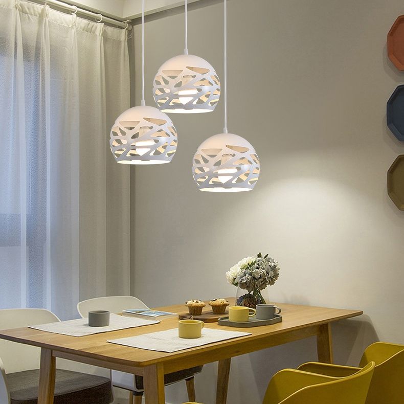 Ronde 3 lichte cluster hanger moderne stijl metalen eetkamer hangend lichtarmatuur in wit