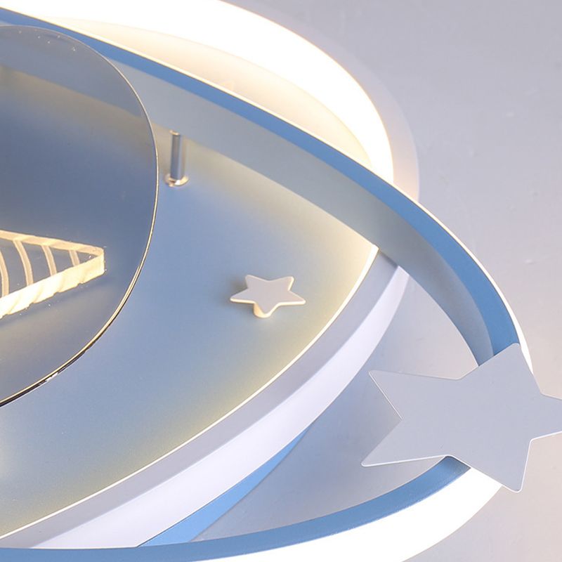 3-Blade Children LED Ceiling Fan Blue/pink Fan with Light for Foyer