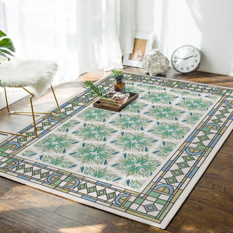 Fancy Green Area Rug Bohemian Americana Print Rug Non-Slip Backing Rug for Living Room