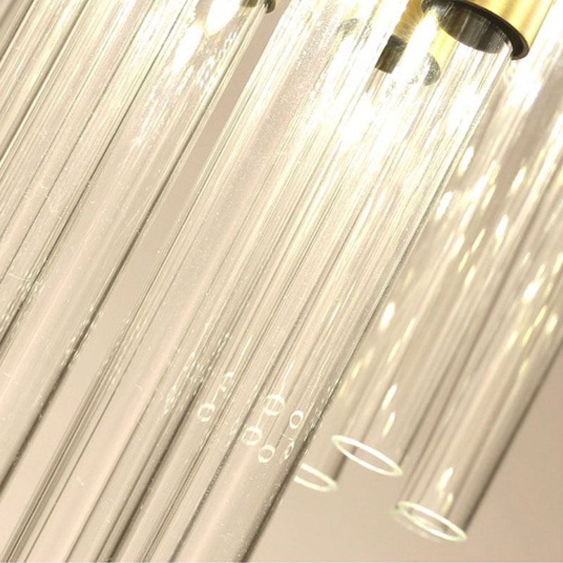 Gold Sputnik Semi Flush Mount Light Postmodern 7 Heads Fluted Crystal Ceiling Light Fixture