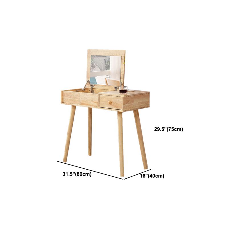 Brown Vanity Set with Mirror 15.74" Wide Wood Vanity Tables with Drawers