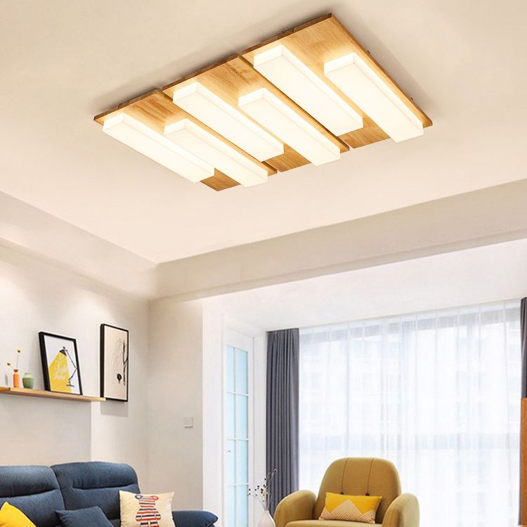 Multi-light Wooden Simplicity LED Ceiling Lamp Flush Mount Ceiling Light for Living Room