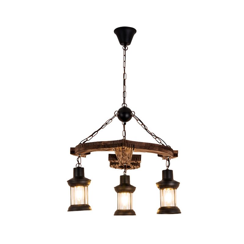 Mélanger Brown Anchor Chandelier Light Loft Style 3 LICTES BOIS ET MÉTAL PLAFICATION AVEC LANTER