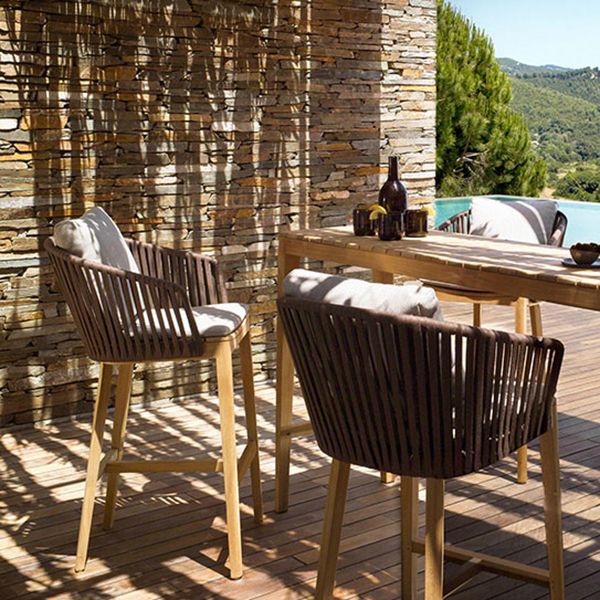 Contemporary Bucket Upholstered Bar Stool with Solid Wood Base