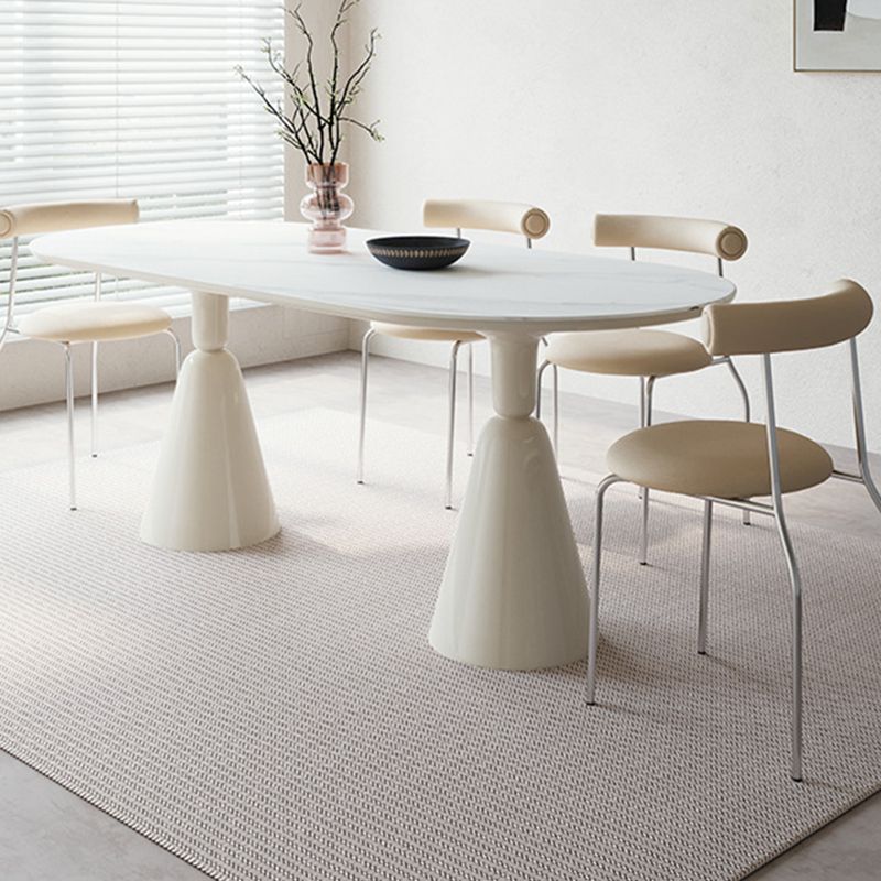 Modern Kitchen Dinner Table Oval Double Pedestal Dining Table