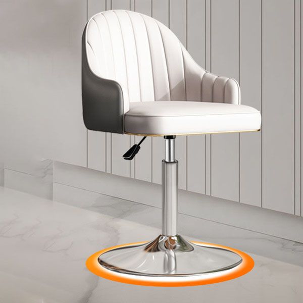 Scandinavian Metal Barstool Low Back Faux Leather Cushion Stool with Footrest