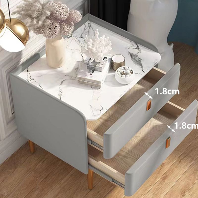 20" Tall 2-Drawer Solid Wood Nightstand Glam Night Table with 4 Legs