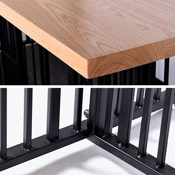 Industrial Rectangle Bistro Table Double Pedestal Solid Wood Bar Height Table in Brown