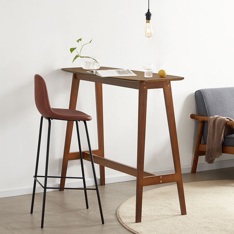 Modern Bamboo Rectangle Pub Table with Trestle for Living Room