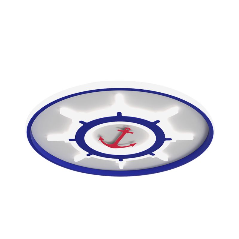 Blue Rudder Ceiling Light Fixture Mediterranean LED Acrylic Flush Mount Recessed Lighting