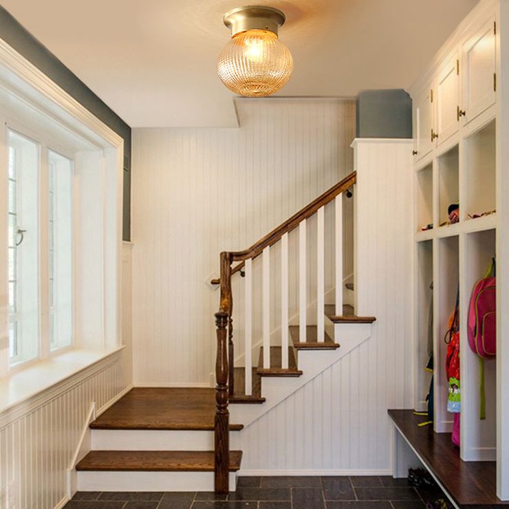 Gouden ronde spoelbevestiging plafondlamp armatuur moderne stijl glas spoelplafondlamp armatuur