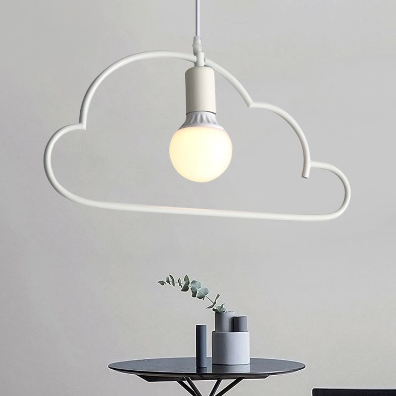 Cloud Bedside Pendant Lighting Metal 1 Bulb Modernism Hanging Ceiling Lamp in White