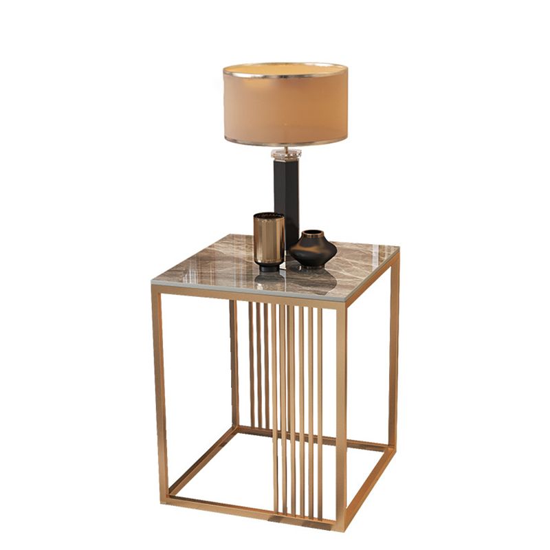 Modern Square Slate Top Side Table 19.68" Tall Steel Frame End Table