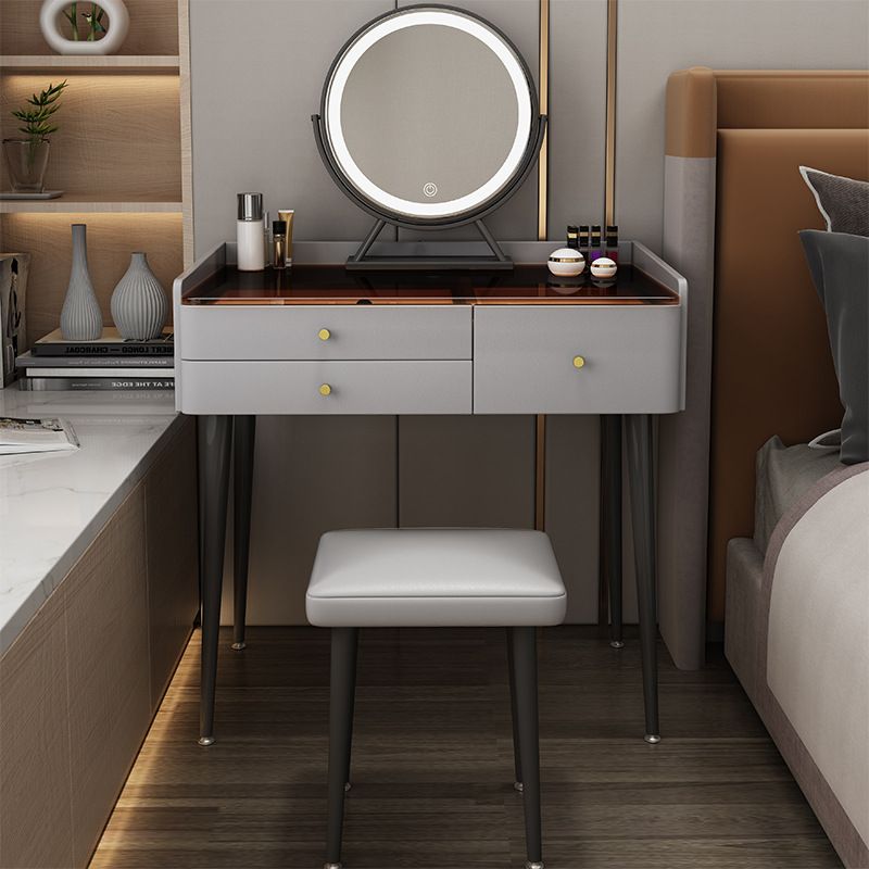 Contemporary Vanity Tables with Drawers, Glass Top Vanity Dressing Table