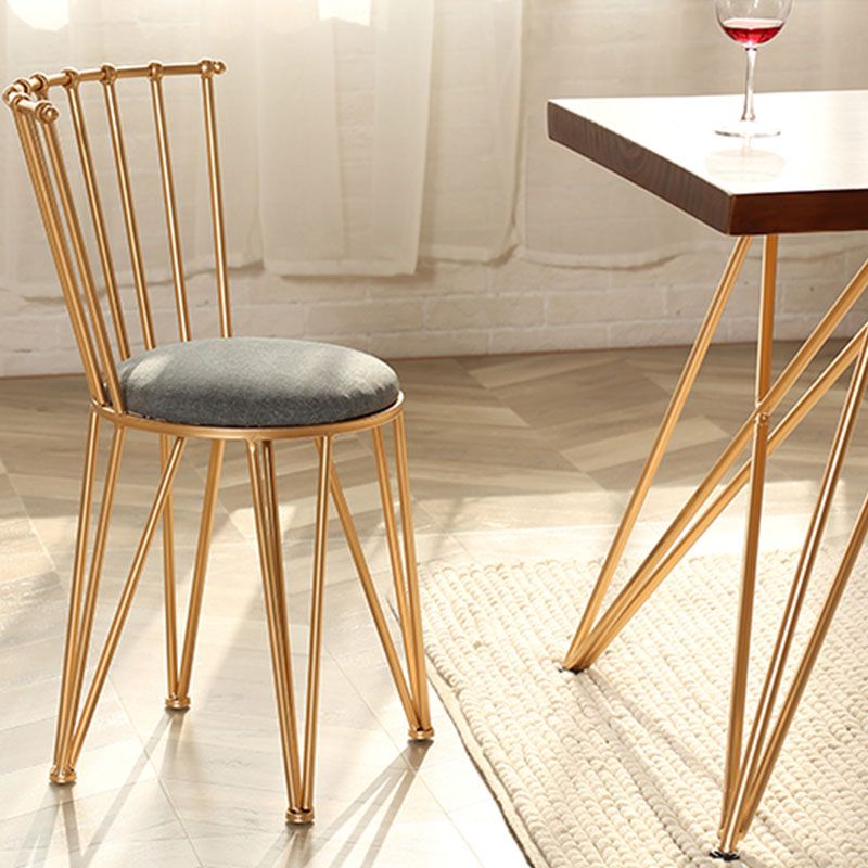 Contemporary Metal Dining Room Chairs Slat Back Dining Chair in Gold