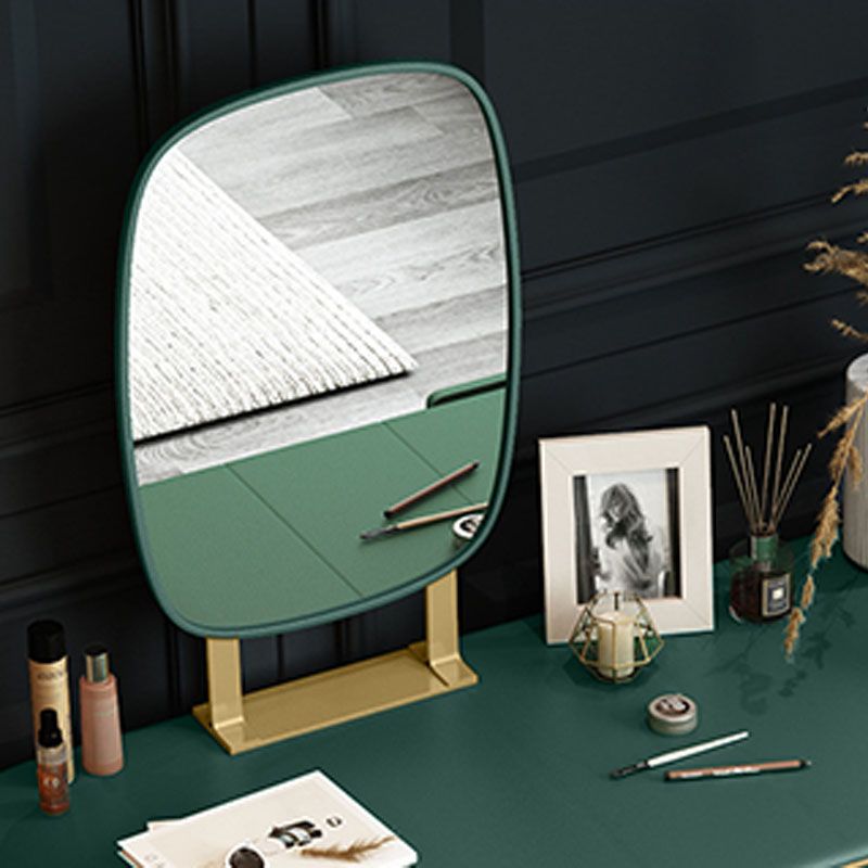Green Make-up Vanity with 2 Storage Drawers 20.47" Wide Faux Leather Dresser