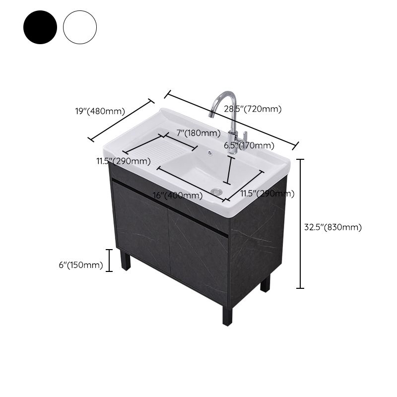 Single Sink Vanity Set Freestanding Rectangle 2 Doors Wood Bath Vanity