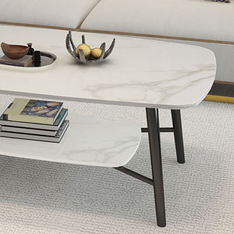 4 Legs Coffee Table Shelf Included Rectangular Cocktail Table