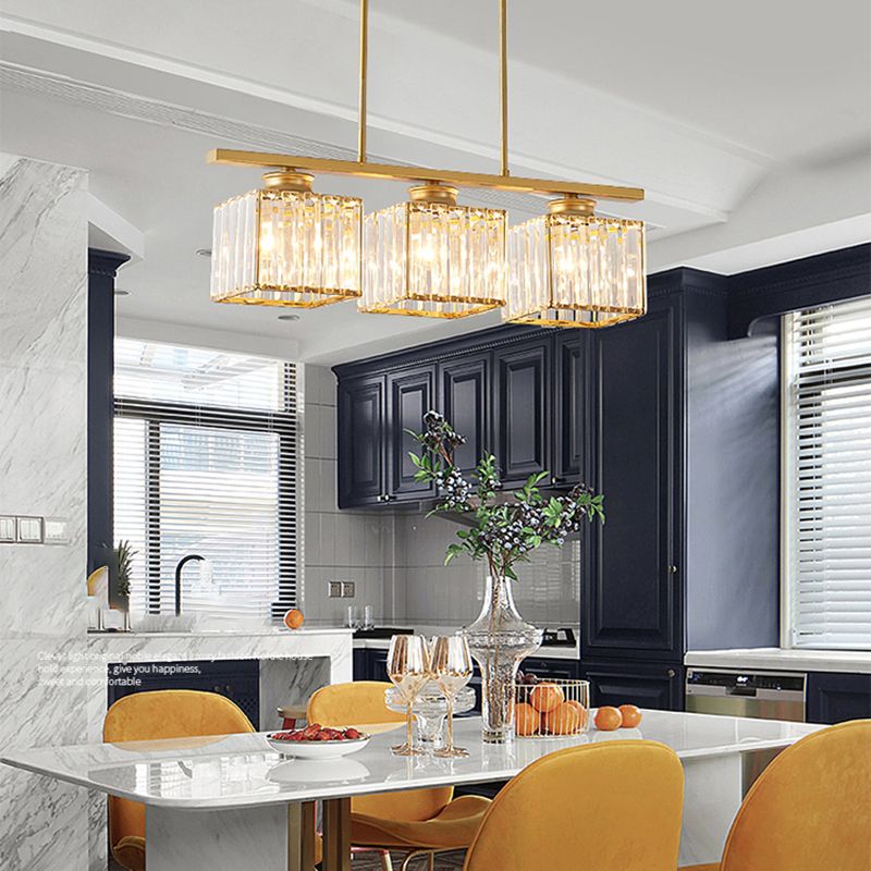 Luces colgantes de Crystal Island de estilo moderno de estilo cuadrado