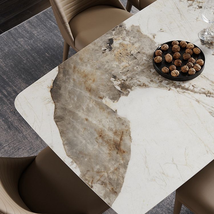 Modern Rectangle Sintered Stone Dining Table Set 1/3/4/5/7 Pieces Dining Set for Home Use