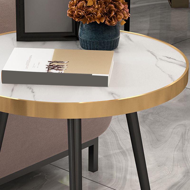Modernistic Metal 3 Legs End Table Round Slate Top Side End Table