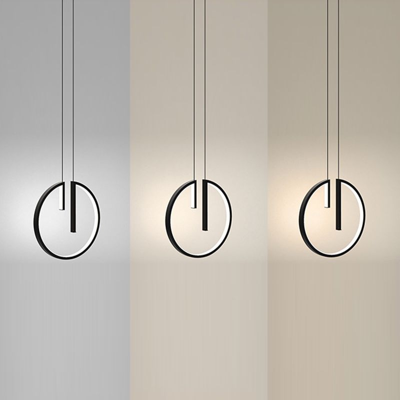 Geometrical Bedroom Pendant Light Fixture Metal LED Nordic Pendant Ceiling Light in Black