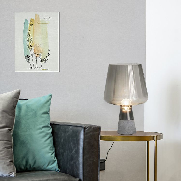 Cement Base Nordic Minimalism Glass Table Lamp Creative Goblet-shaped Single Bulb Nightstand Light