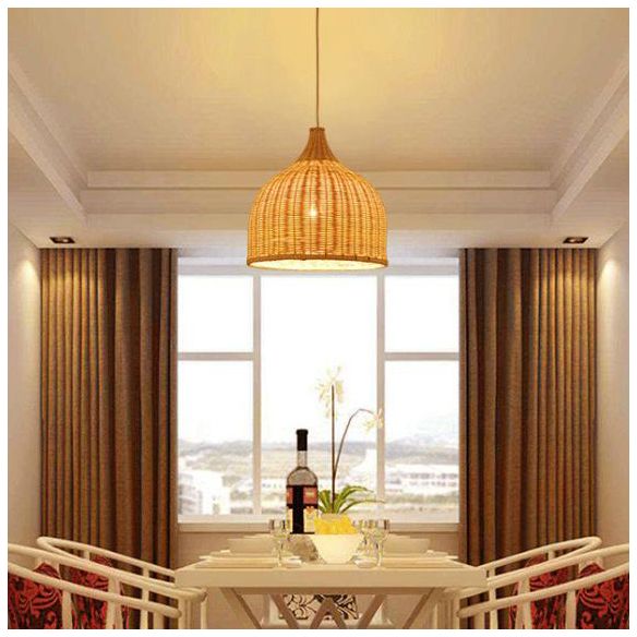 Handgestrickte Bambus gewölbter Anhänger Bauernhaus Eine leichte Federung Lampe in Beige