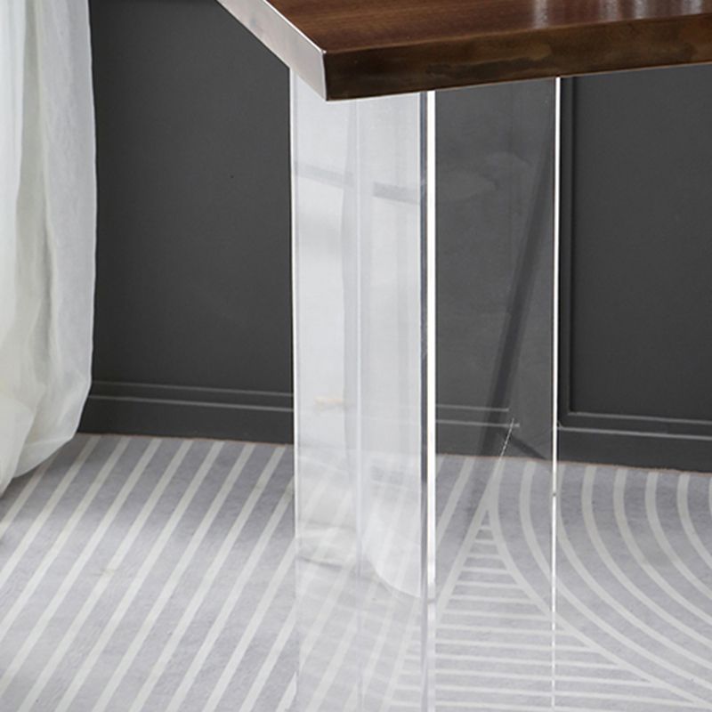 Contemporary Style Solid Wood Top Dining Table with Acrylic Base