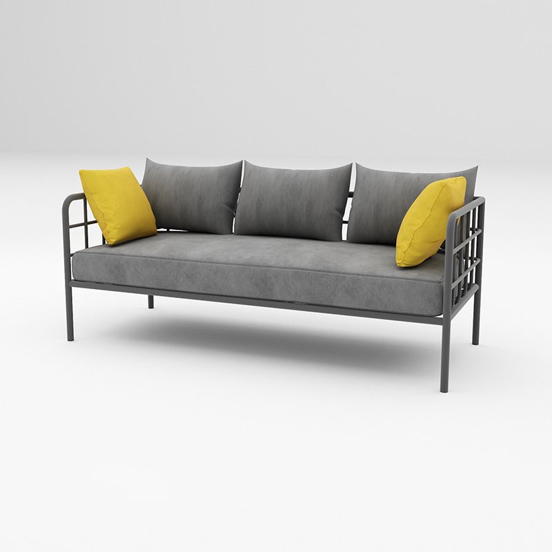 Contemporary Metal Square Arm Sofa Fabric Cushions Sofa for Living Room