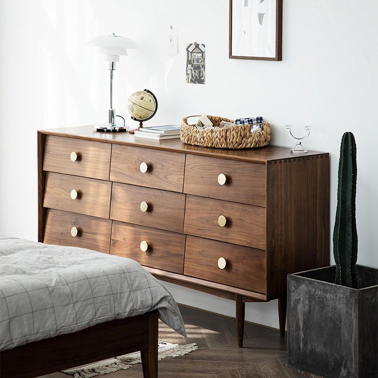 Ultra-Modern Horizontal Double Dresser Pine Storage Chest Dresser for Bedroom