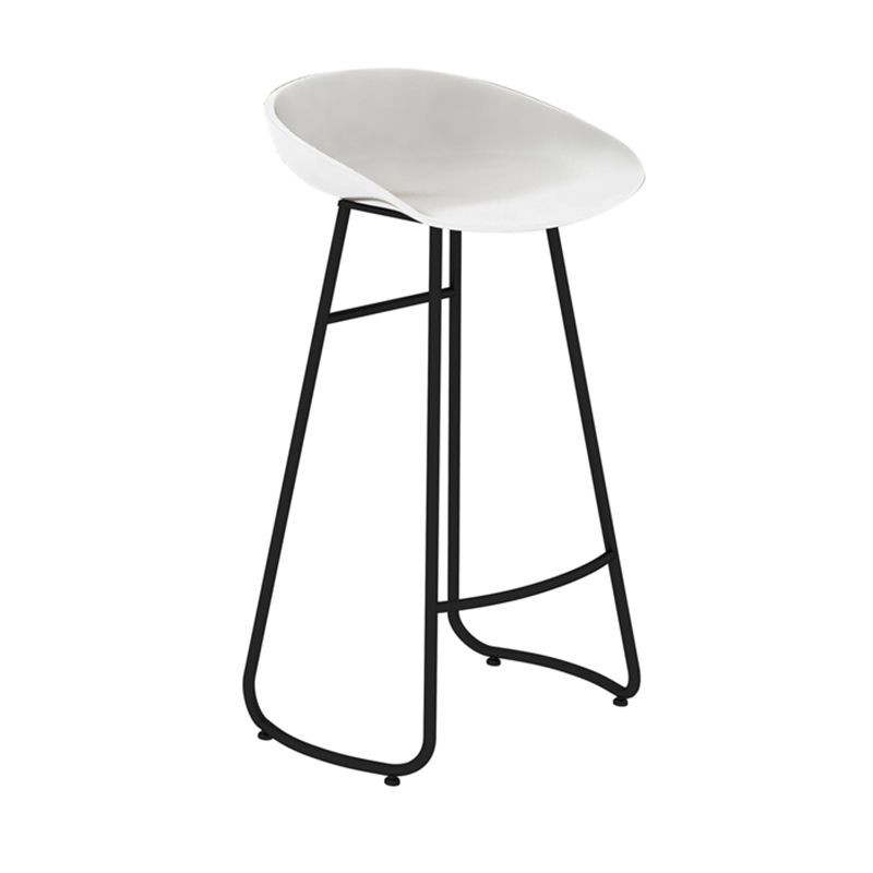 Modern Backrest Armless Counter Stool Iron Bar Stool with Acrylic Seat and Pedal for Cafe