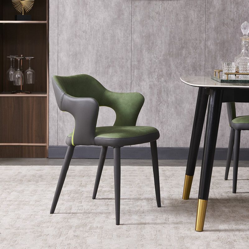 Chaise de salle à manger industrielle en métal, finition métallique, chaise de salle à manger à dossier ouvert