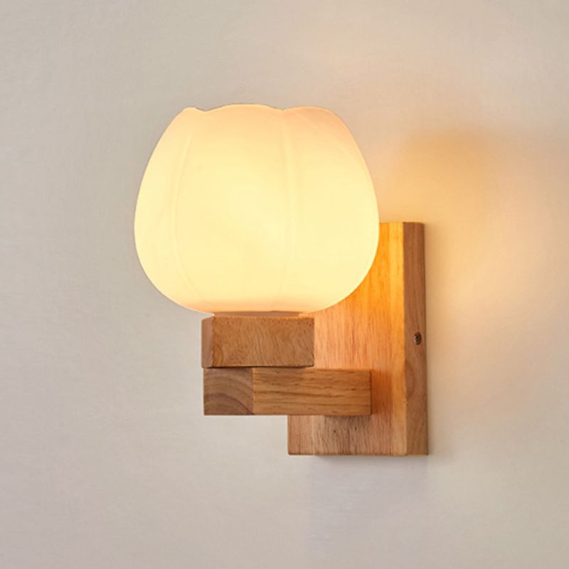 Modern Style Wall Light Wood 1 Light Sconces in Brown for Bedroom